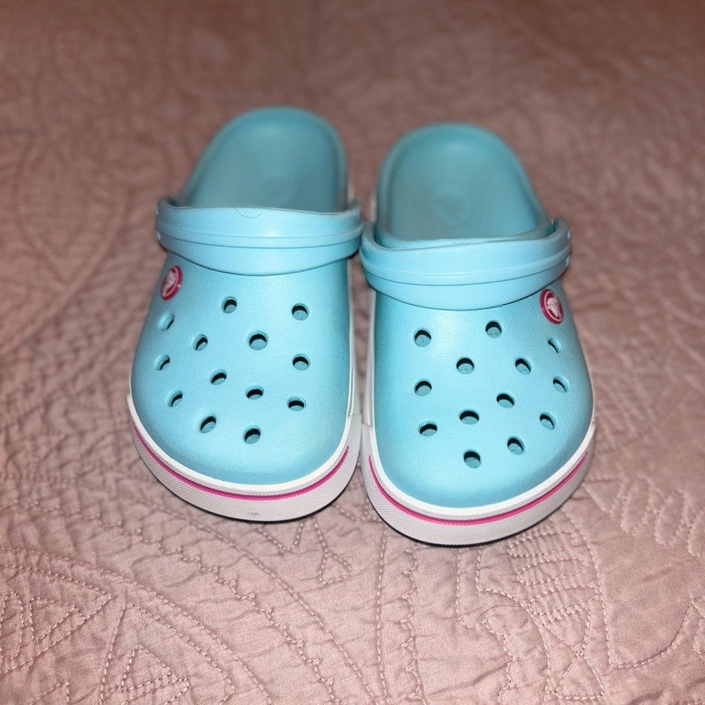 Crocs Classic teal blue slip on crocs juniors 1 worn once